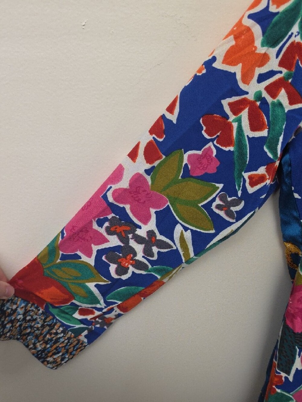 Umgee Tropical Floral Leopard Patchwork Boho Midi Dress SZ L | Silky Lightweight - Picture 5 of 8
